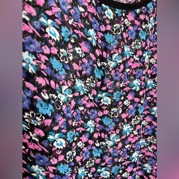 B3.36 Forever 21 Floral Sheer Top Button Down Back M - Picture 4 of 6